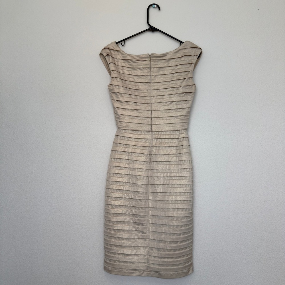 Xscape Dress Womens 6 Champagne Good Bandage Bodycon Metallic Sheath X7769 - Picture 6 of 11